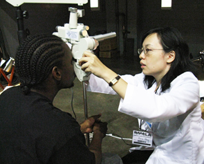 Dr. Marisa Chung gives eye exam at RAM LA